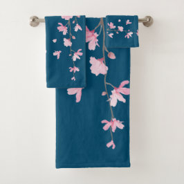 Conjunto De Toalhas Flor de Cereja - Azul Clássico