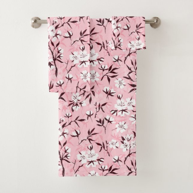 Conjunto De Toalhas Flor de cereja branca (Insitu)