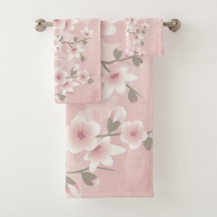Conjunto De Toalhas Flor de cereja do Vintage Blush PInk
