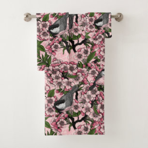Conjunto De Toalhas Flor de cereja e frangas a rosa