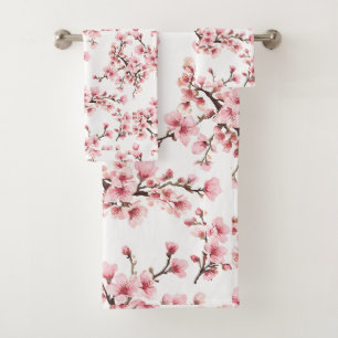 Conjunto De Toalhas Flor de Cerejeira Japonesa Rosa Azul