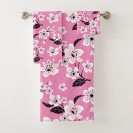 CONJUNTO DE TOALHAS FLOR DE CEREJEIRA - SAKURA (ROSA CLARO)