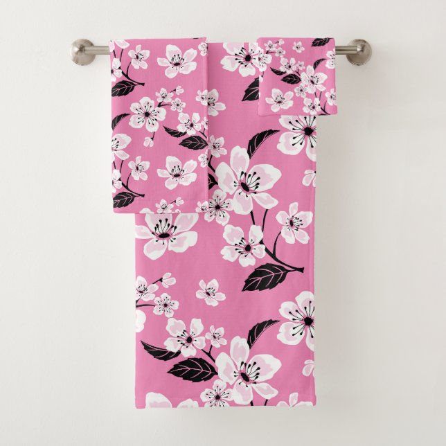 CONJUNTO DE TOALHAS FLOR DE CEREJEIRA - SAKURA (ROSA CLARO) (Insitu)