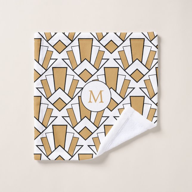 Conjunto De Toalhas Flor de Deco de Arte Branca, Dourada, Monograma,  (Pano de lavar)