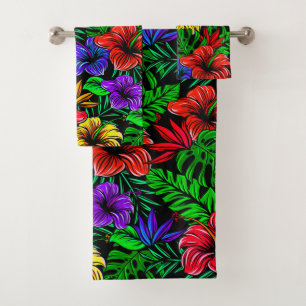 Conjunto De Toalhas Flor de Hibiscus Amarelo-Amarelo-rosa-rosa-Tropica
