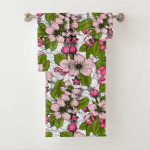 Conjunto De Toalhas Flor de maçã em branco