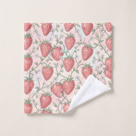 Conjunto De Toalhas Flor de Morango Pastel