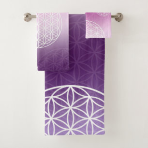 Conjunto De Toalhas Flor de vida Rosa / Roxo