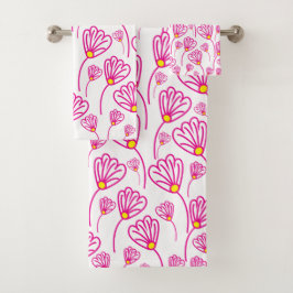 Conjunto De Toalhas Flor Elegante Rosa