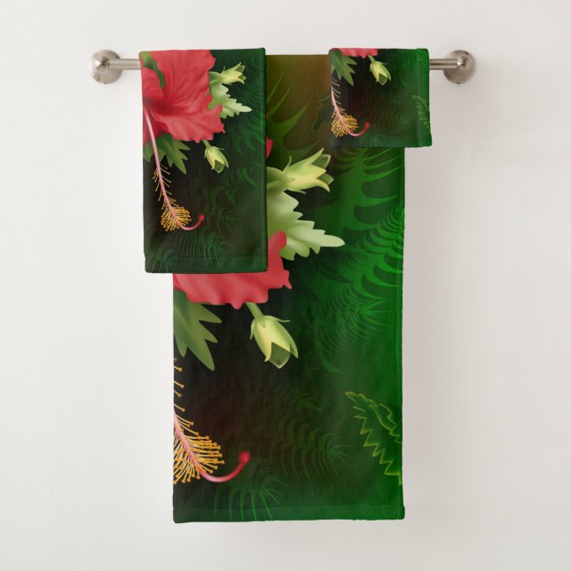 Conjunto De Toalhas Flor Hibiscus (Insitu)