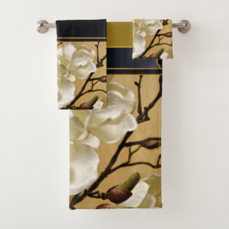 Conjunto De Toalhas Flor preta e branca
