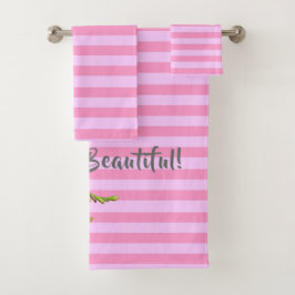 Conjunto De Toalhas Flor Rosa Blossom Moderno, Linda!