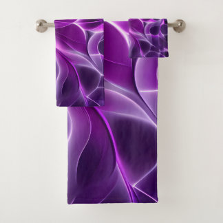 Conjunto De Toalhas Flor roxa roxa fractal hipnótica