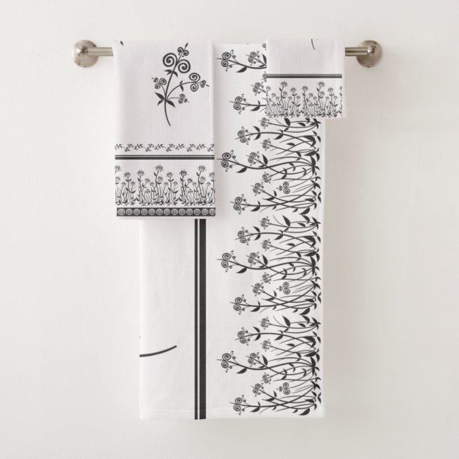 Conjunto De Toalhas Flora e Folhagem em Estilo Redemoinho em Padrão Or (Insitu)