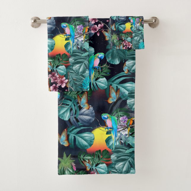Conjunto De Toalhas Flora Tropical Paraíso no Sunset (Insitu)
