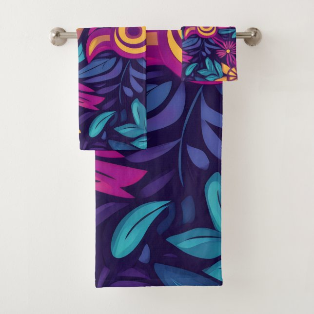 Conjunto De Toalhas Florais Boho Abstrato colorido 3 (Insitu)