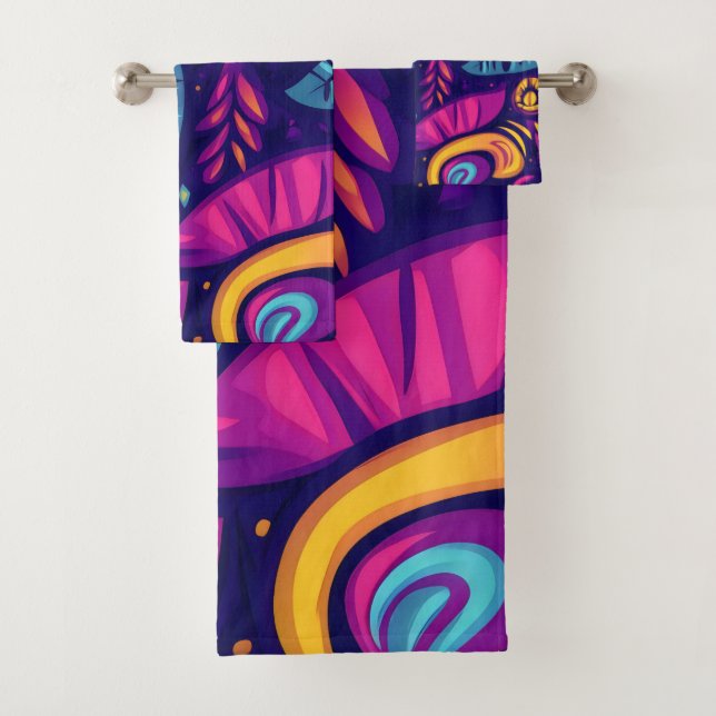Conjunto De Toalhas Florais Boho Abstrato colorido 7 (Insitu)