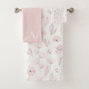 Conjunto de Toalhas Florais com Aquarela Monograma