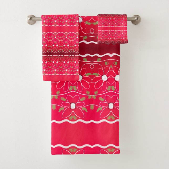 Conjunto De Toalhas Florais De Fuchsia Moderna E D (Insitu)