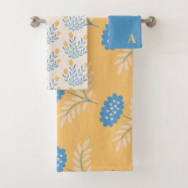 Conjunto de Toalhas Florais Monogramadas