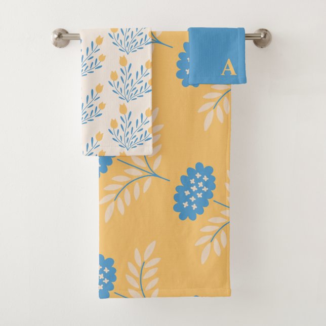 Conjunto De Toalhas Florais Monogramas (Insitu)