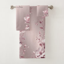 Conjunto de Toalhas Florais Rosa Delicado