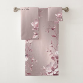 Conjunto de Toalhas Florais Rosa Delicado