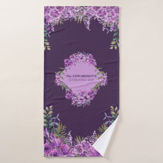 Conjunto de Toalhas Florais Roxas e Berinjela Pers (Toalha de Banho)