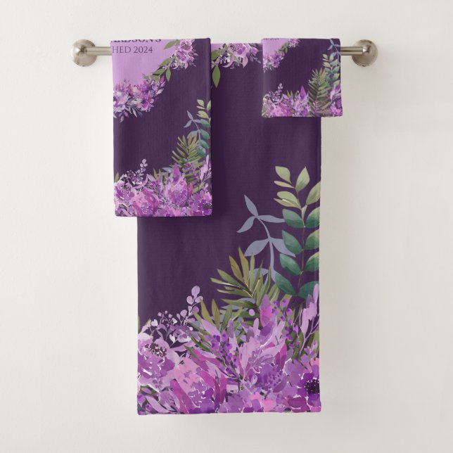Conjunto de Toalhas Florais Roxas e Berinjela Pers (Insitu)