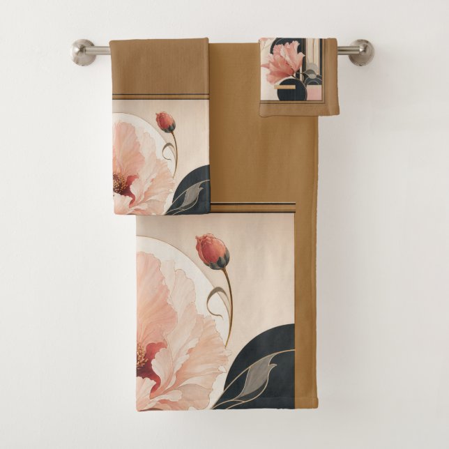 Conjunto De Toalhas "Floral Abstrato" (Insitu)