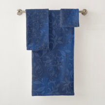 Floral Abstrato em Fundo Azul-Marinho Manchado