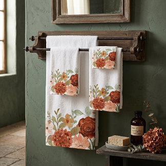 Conjunto De Toalhas Floral aquarela laranja outono