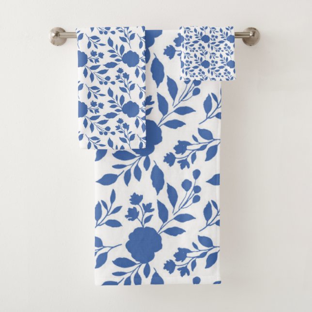 Conjunto De Toalhas Floral Azul e Branco (Insitu)
