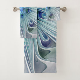 Conjunto De Toalhas Floral Beauty Abstrato Modern Blue Pastel Flower