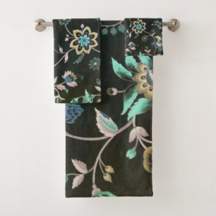 Conjunto De Toalhas Floral boémio do verde clássico do rosa da cerce