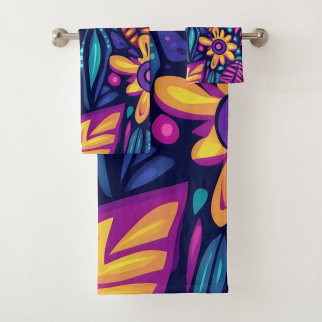 Conjunto De Toalhas Floral Boho Abstract colorful 12 (Insitu)