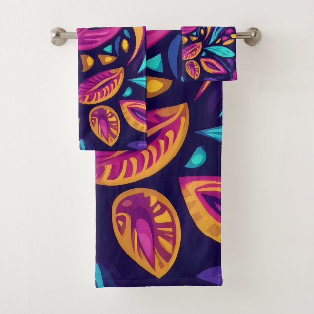 Conjunto De Toalhas Floral Boho Abstrato colorido 16 (Insitu)