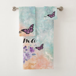 Conjunto De Toalhas Floral bouquet purple garden