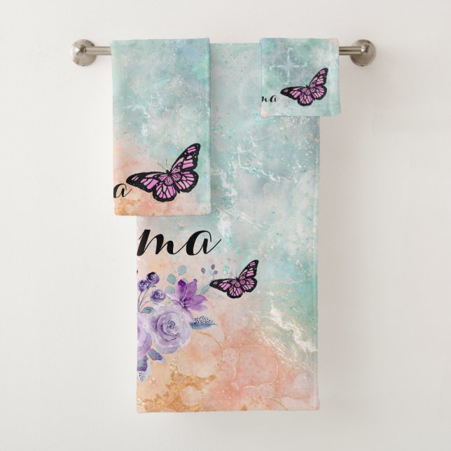 Conjunto De Toalhas Floral bouquet purple garden (Insitu)