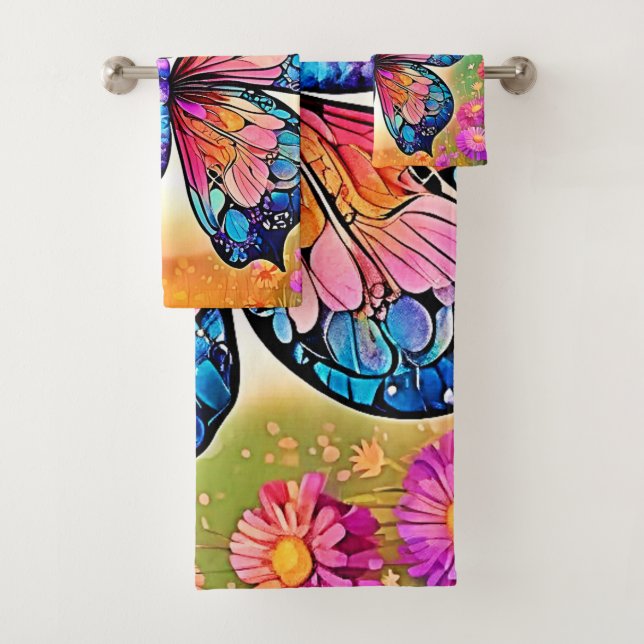 Conjunto De Toalhas Floral Butterfly Art Design (Insitu)