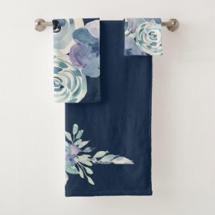 Conjunto De Toalhas Floral de Cor Azul-Marinho Girassol
