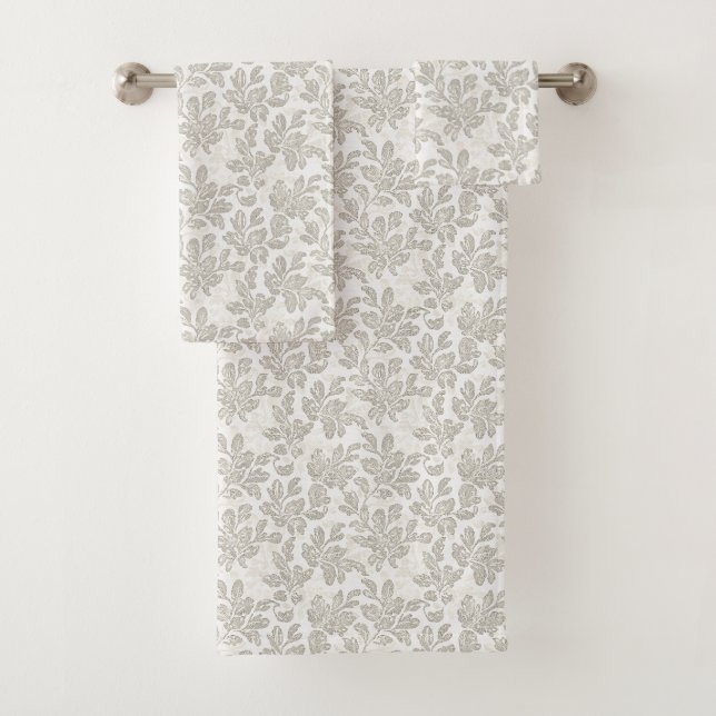 Conjunto De Toalhas Floral de Creme Branco Chic (Insitu)