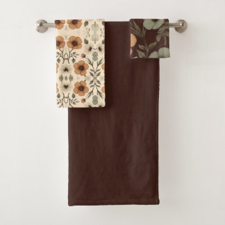 Conjunto De Toalhas Floral de Outono com Marrom