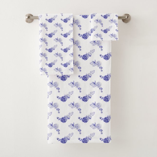 Conjunto De Toalhas Floral Disperso Azul (Insitu)