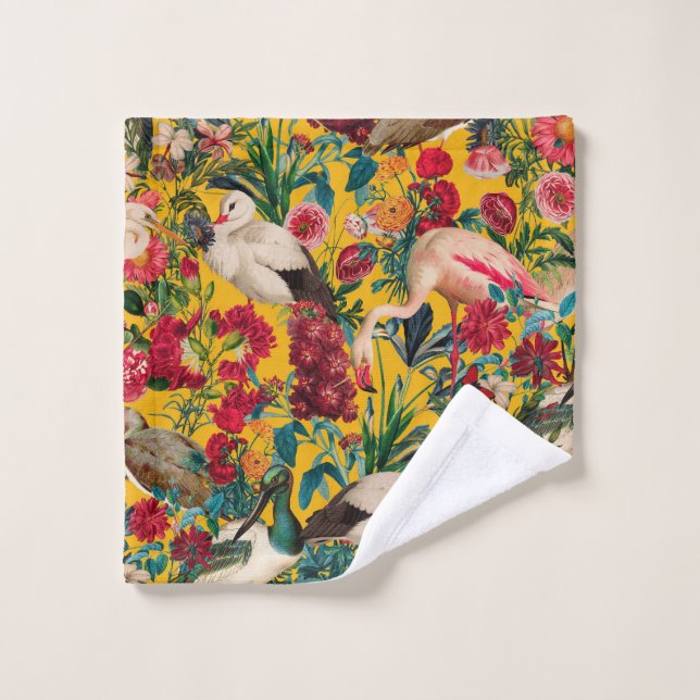 CONJUNTO DE TOALHAS FLORAL E AVES XVIII (Pano de lavar)