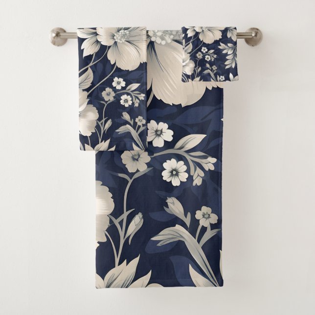 Conjunto De Toalhas Floral em Azul (Insitu)