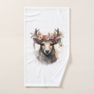 Conjunto De Toalhas 🌸 Floral Fantasy Deer Towel Set 🦌