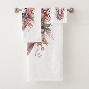 Conjunto De Toalhas 🌸 Floral Fantasy Deer Towel Set 🦌