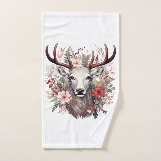 Conjunto De Toalhas 🌸 Floral Fantasy Deer Towel Set 🦌 (Toalha de mão)