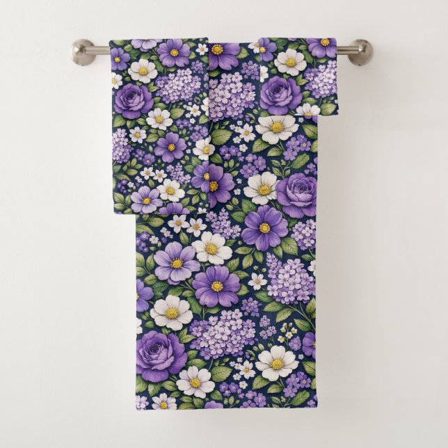 Conjunto De Toalhas floral lilas (Insitu)